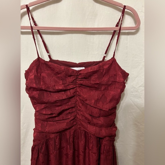 Lost + Wander, Celestial Glow Metallic Stripe Dress Maroon - Picture 5 of 8